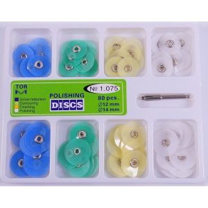 کیت دیسک پرداخت مرکز دار - چهار رنگ + ماندرل - 80 عددی تور وی ام | pcs80 - Kit Assorted Discs Polishing TorVM