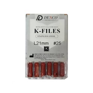 فایل دستی K-File استیل 21 میلی متری دنکو | Denco Stainless Steel K-File (Hand File) – 21 mm